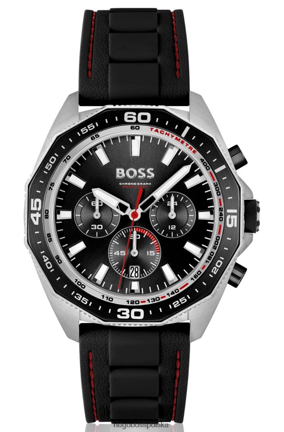 Hugo Boss wybór różnych zegarków chronograficznych z przeszytym silikonowym paskiem i geometryczną ramką hugo różne opakowania wstępne R0X0H65491