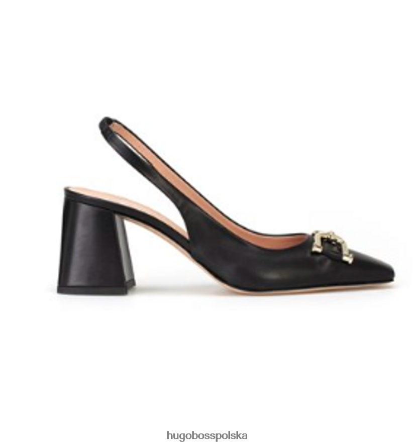 Hugo Boss Charlotte szpilki na pasku 50475596 czarne czarny biały R0X0H6875
