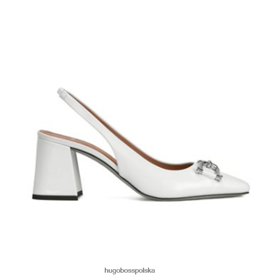 Hugo Boss Charlotte szpilki na pasku 50475596 czarne czarny biały R0X0H6875