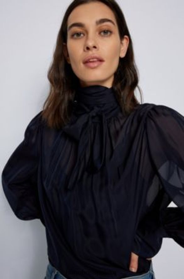 Hugo Boss Bluzka l/s itega 50461833 granatowa marynarka wojenna R0X0H6774