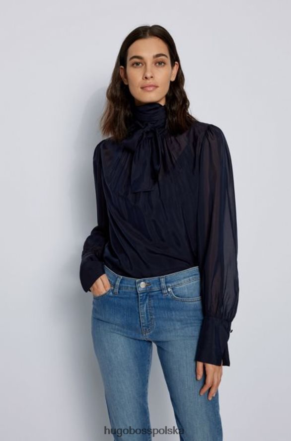 Hugo Boss Bluzka l/s itega 50461833 granatowa marynarka wojenna R0X0H6774
