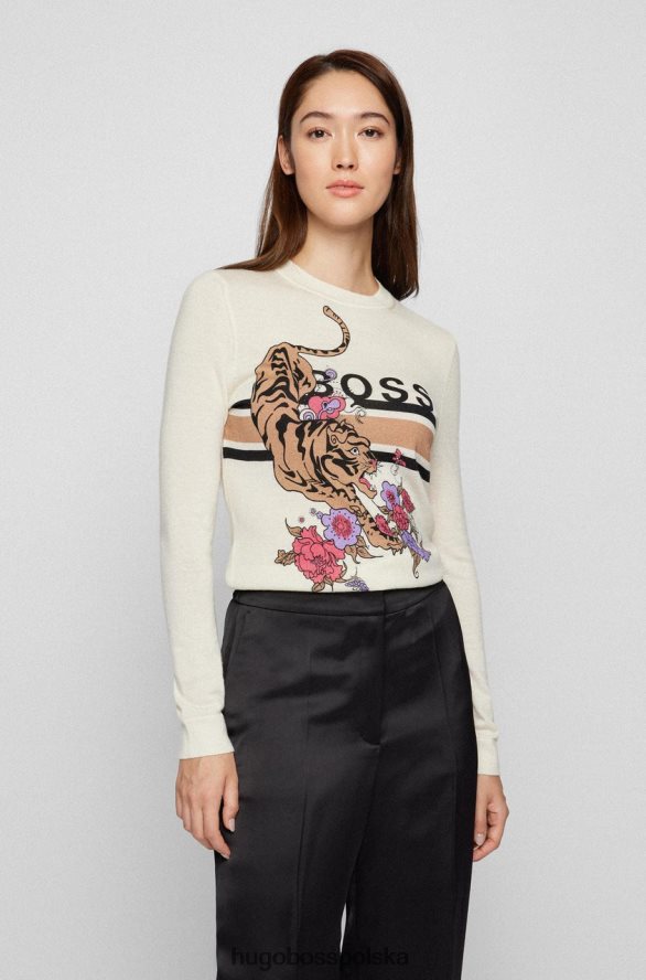 Hugo Boss dzianina fabianne 50463929 biała biały R0X0H6752