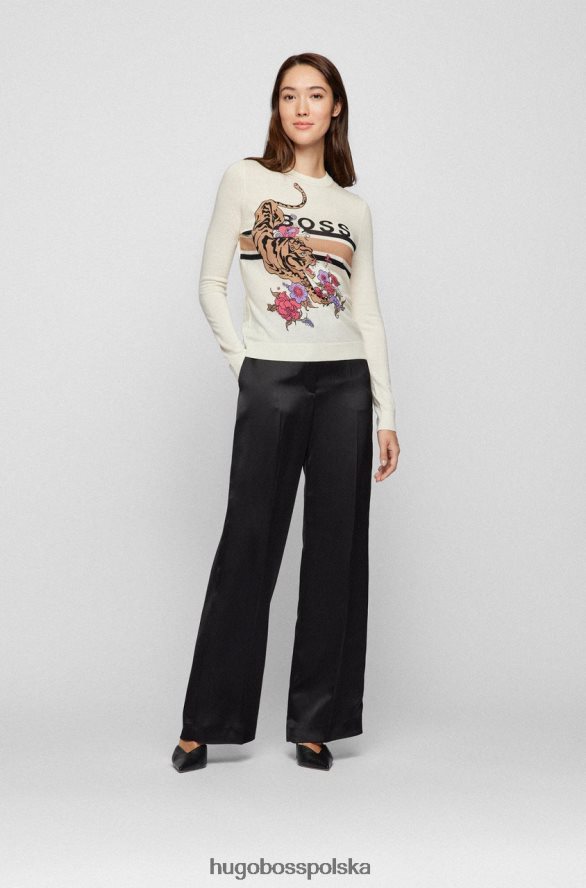 Hugo Boss dzianina fabianne 50463929 biała biały R0X0H6752