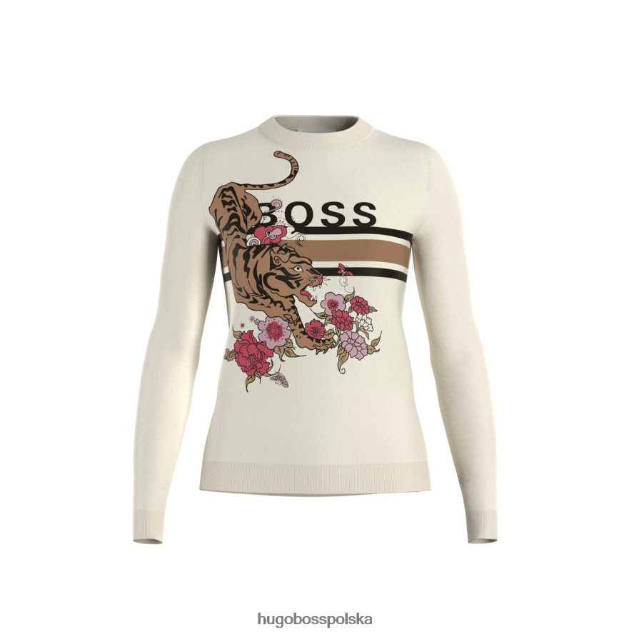 Hugo Boss dzianina fabianne 50463929 biała biały R0X0H6752