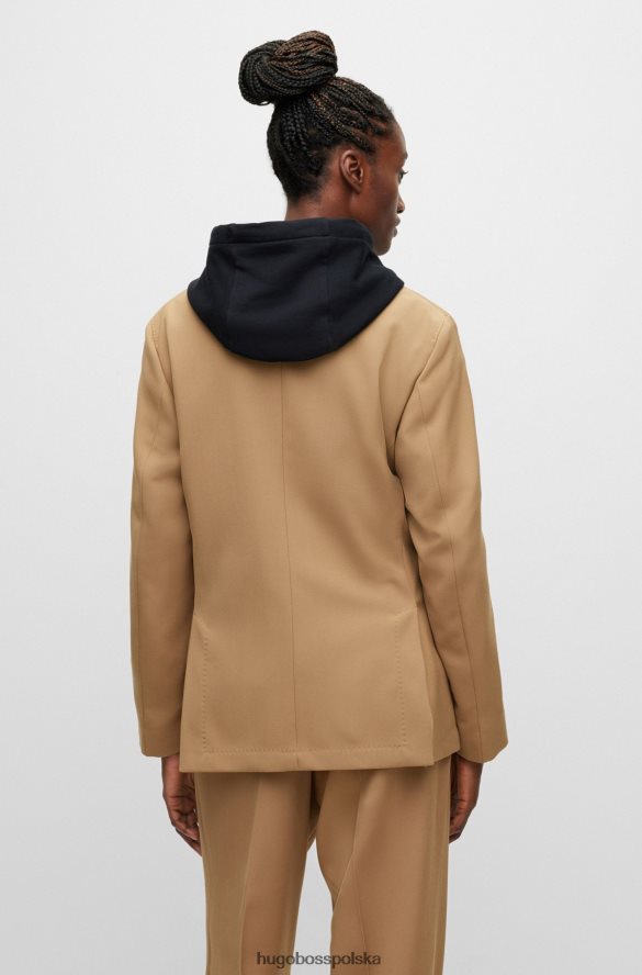 Hugo Boss Dwurzędowa kurtka unisex z beżowej wełny Hugo beżowy R0X0H62290