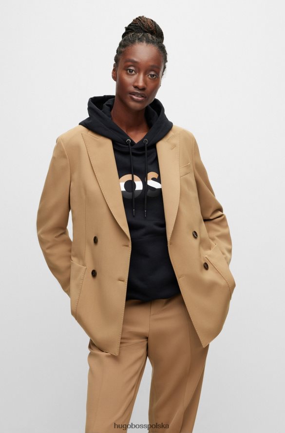 Hugo Boss Dwurzędowa kurtka unisex z beżowej wełny Hugo beżowy R0X0H62290