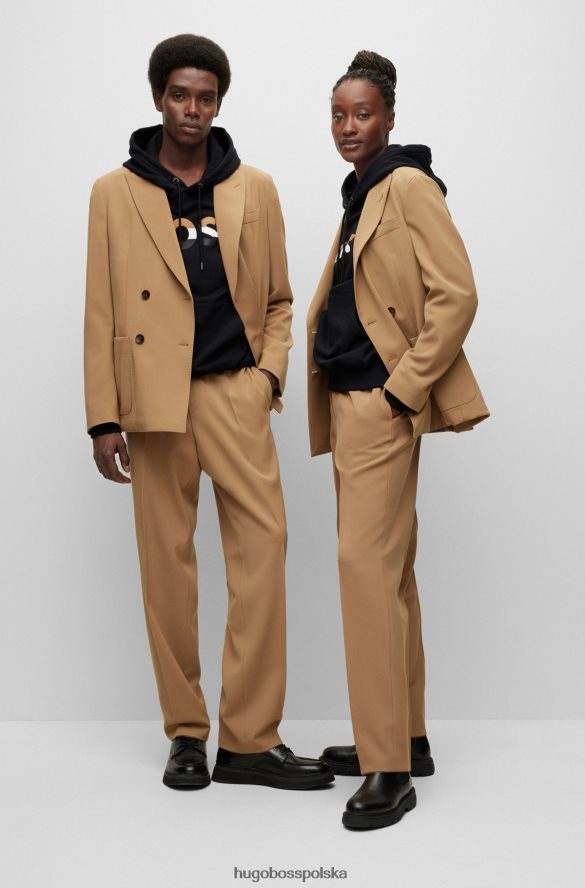 Hugo Boss Dwurzędowa kurtka unisex z beżowej wełny Hugo beżowy R0X0H62290