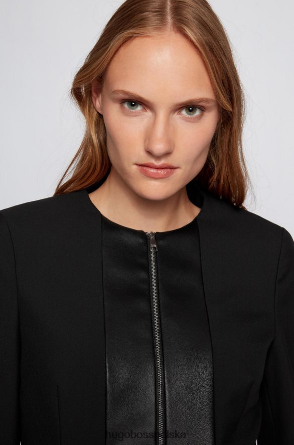 Hugo Boss kurtka bez kołnierza jasnea 50457863 czarna czarny R0X0H6768