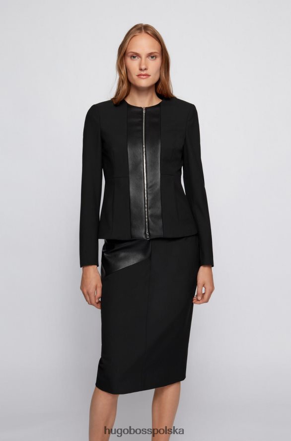 Hugo Boss kurtka bez kołnierza jasnea 50457863 czarna czarny R0X0H6768