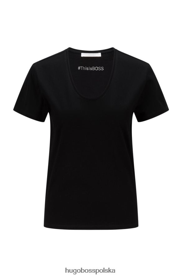 Hugo Boss koszulka s/s c egreaty 50455094 czarna czarny biały R0X0H6801