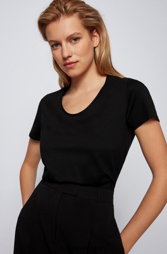 Hugo Boss koszulka s/s c egreaty 50455094 czarna czarny biały R0X0H6801