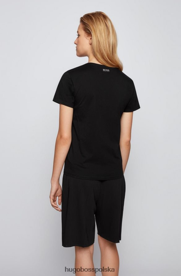 Hugo Boss koszulka s/s c egreaty 50455094 czarna czarny biały R0X0H6801