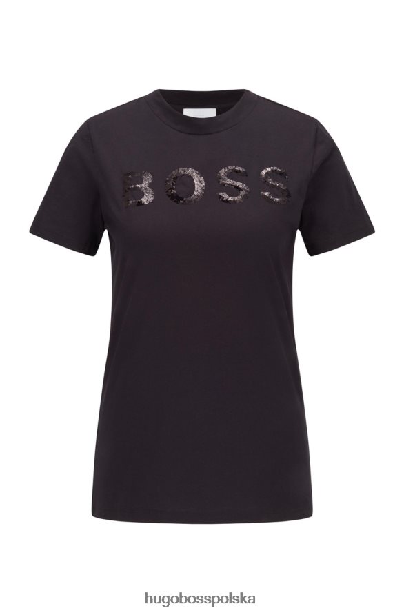Hugo Boss koszulka s/s c elogo 50464505 czarna czarny biały R0X0H6753