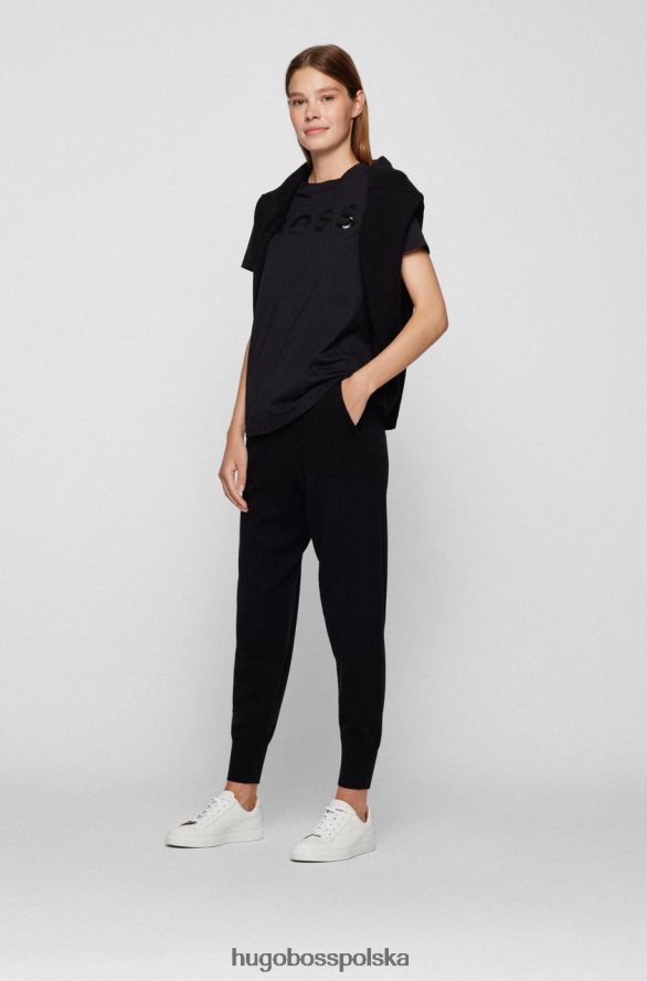 Hugo Boss koszulka s/s c elogo 50464505 czarna czarny biały R0X0H6753