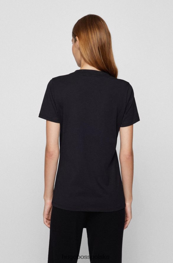 Hugo Boss koszulka s/s c elogo 50464505 czarna czarny biały R0X0H6753