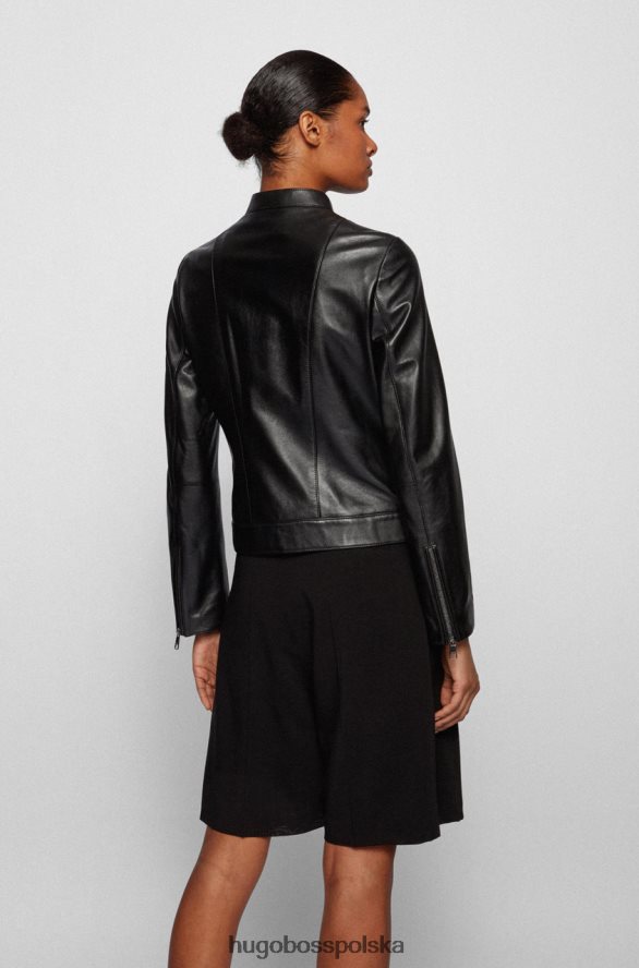 Hugo Boss kurtka skórzana samaki 50454472 czarna czarny/pastelowozielony R0X0H6747