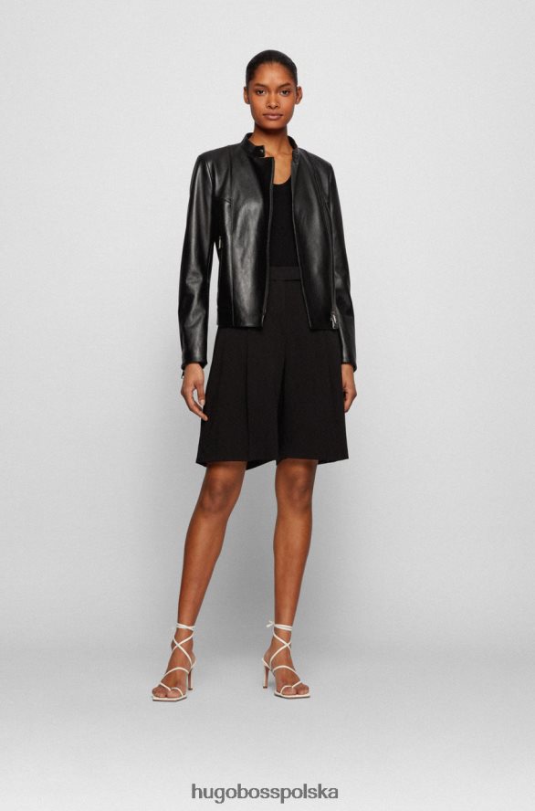 Hugo Boss kurtka skórzana samaki 50454472 czarna czarny/pastelowozielony R0X0H6747