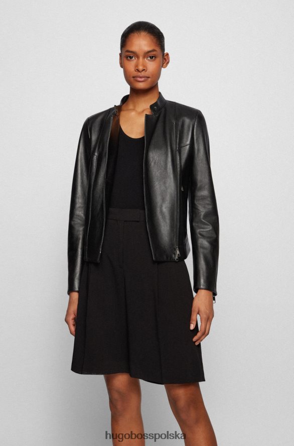 Hugo Boss kurtka skórzana samaki 50454472 czarna czarny/pastelowozielony R0X0H6747