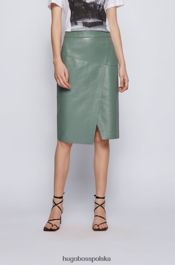 Hugo Boss skórzana spódnica seloa 50453185 czarna czarny/pastelowozielony R0X0H6792