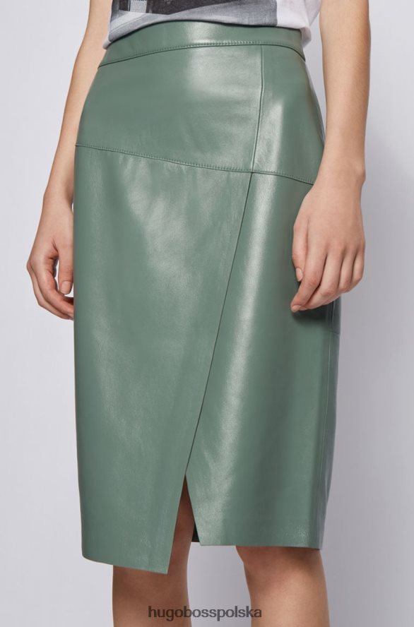 Hugo Boss skórzana spódnica seloa 50453185 czarna czarny/pastelowozielony R0X0H6792