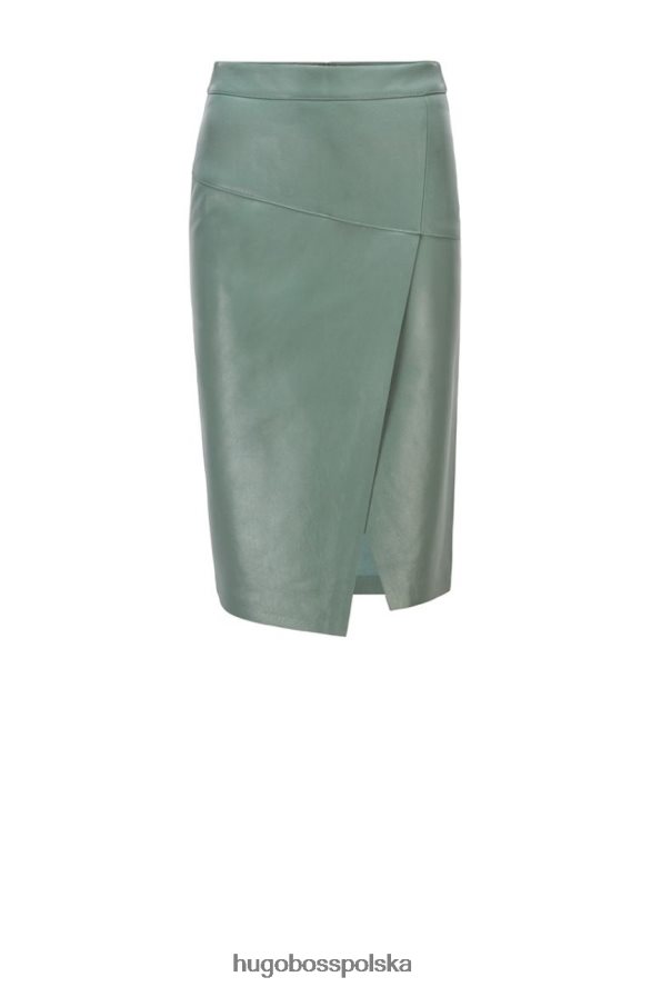 Hugo Boss skórzana spódnica seloa 50453185 czarna czarny/pastelowozielony R0X0H6792
