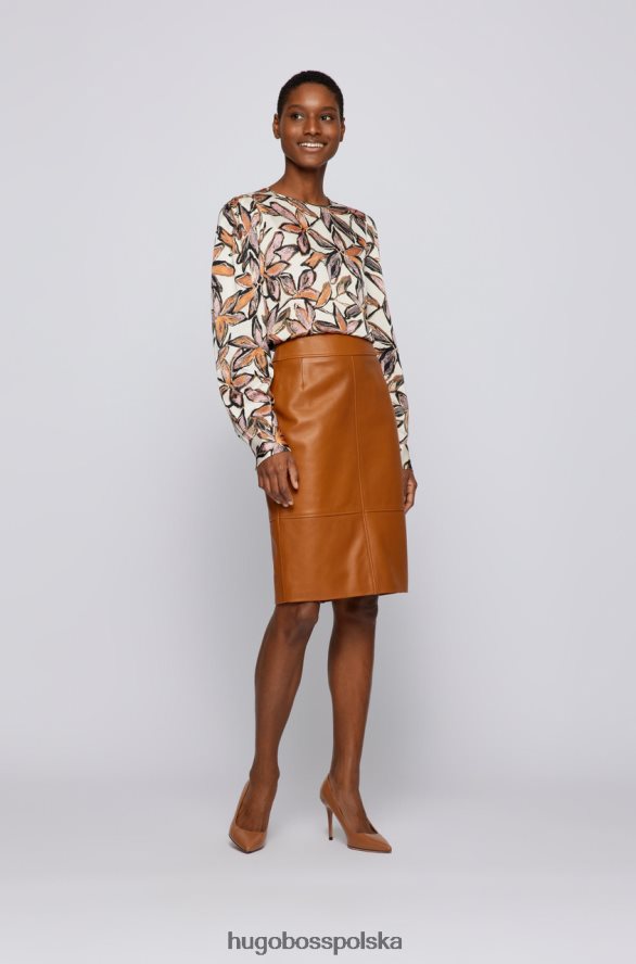 Hugo Boss skórzana spódnica selrita 50460741 czarna czarny/brązowy/niebieski R0X0H6735