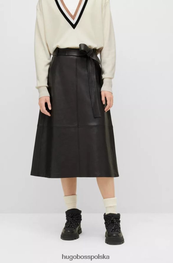 Hugo Boss spódnica skórzana seresia 50479268 czarna czarny R0X0H6696