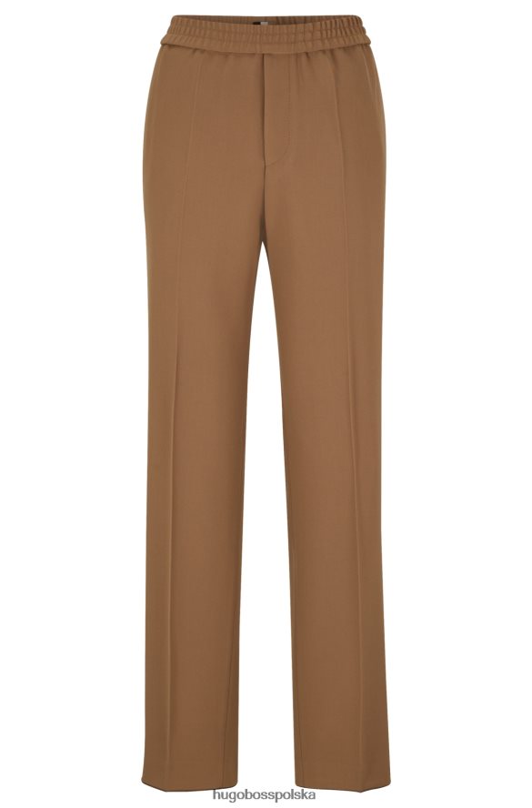 Hugo Boss beżowe wizytowe spodnie unisex hugo z dziewiczej wełny beżowy R0X0H63505