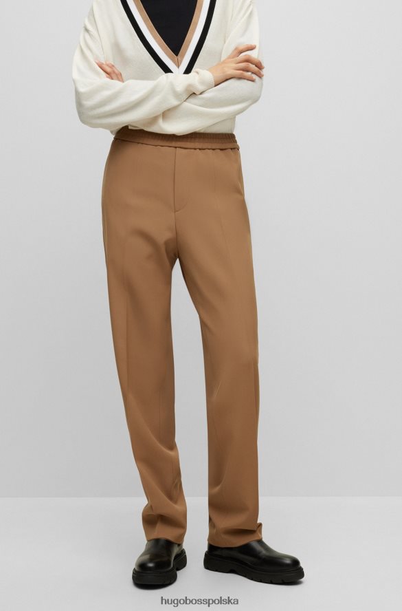 Hugo Boss beżowe wizytowe spodnie unisex hugo z dziewiczej wełny beżowy R0X0H63505