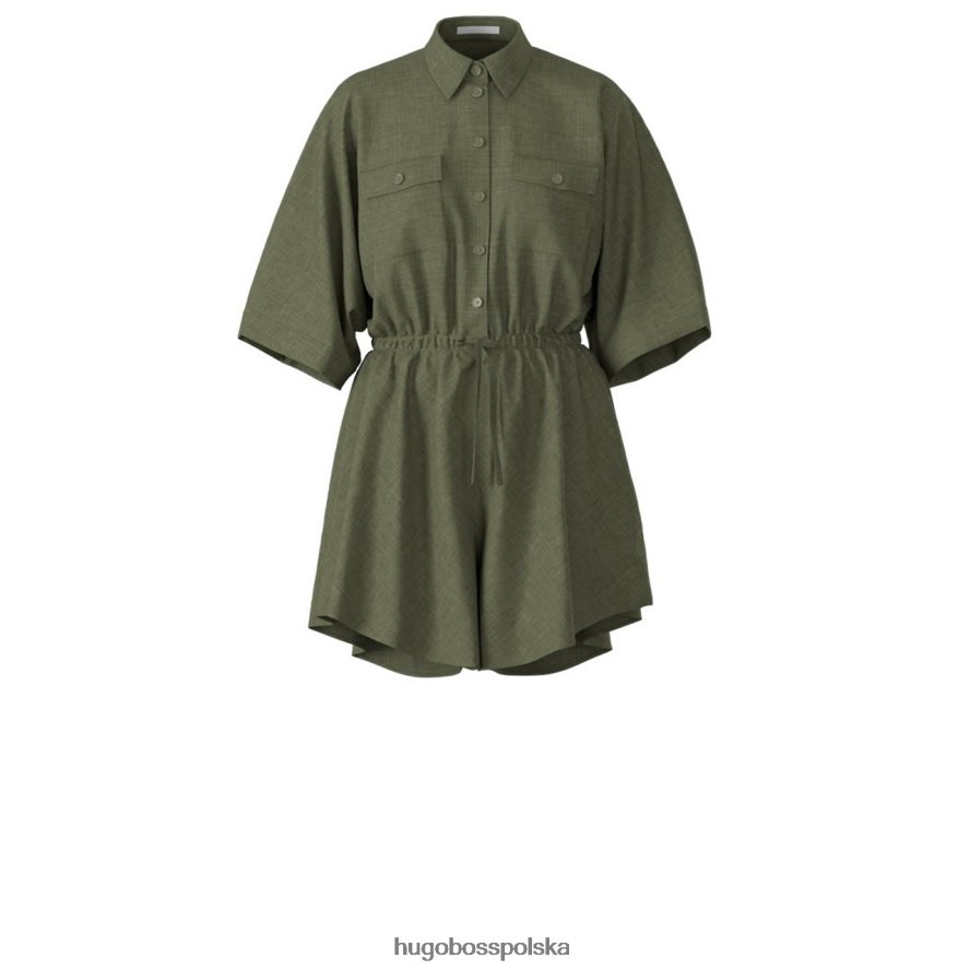 Hugo Boss sukienka c drag 50453785 biała biały/ciemnozielony R0X0H6786