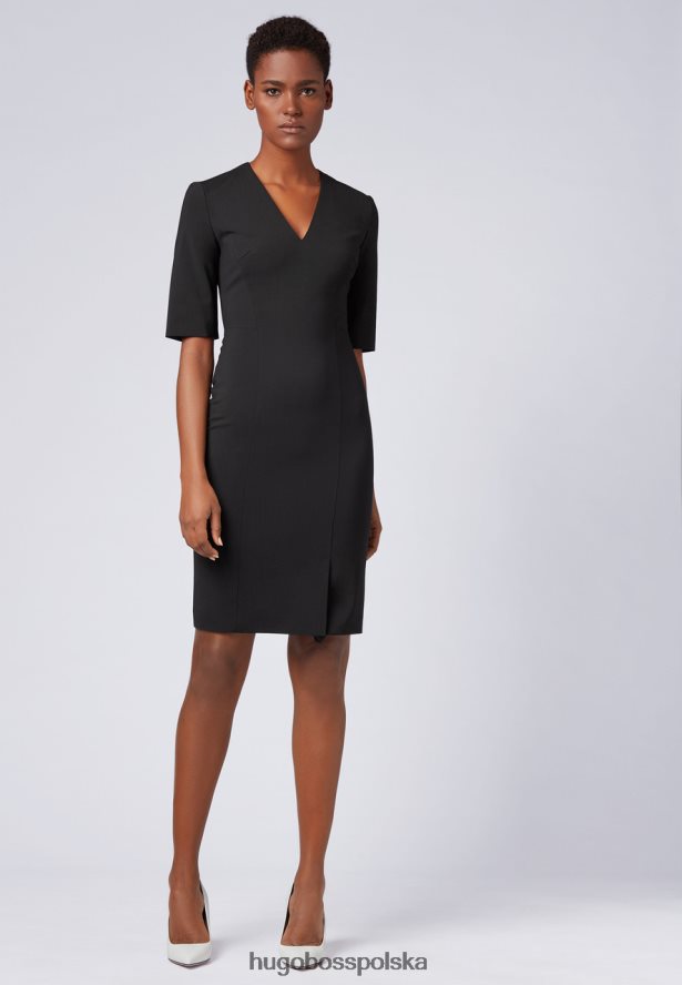 Hugo Boss sukienka daleno 50395627 czarna czarny/granatowy R0X0H6820