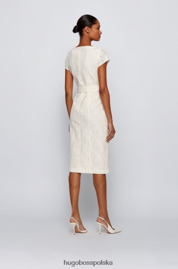 Hugo Boss sukienka dergitala 50453439 biała biały R0X0H6804