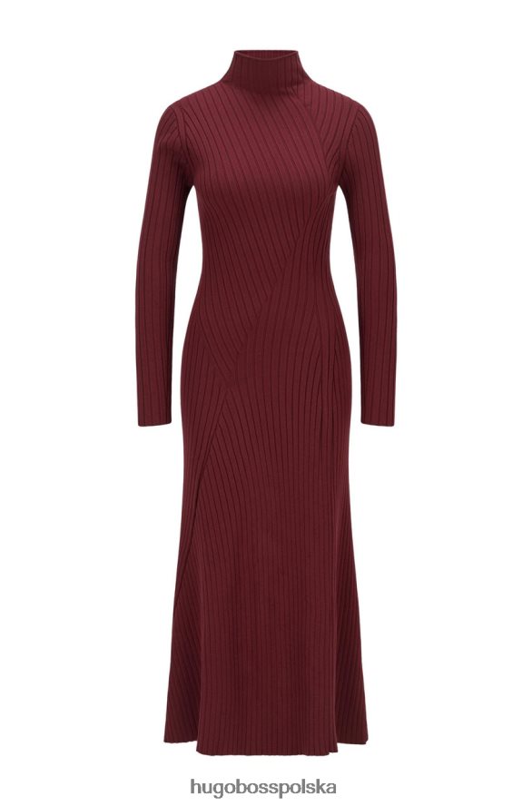 Hugo Boss sukienka dzianinowa Ferne 50461770 wino wino R0X0H6778
