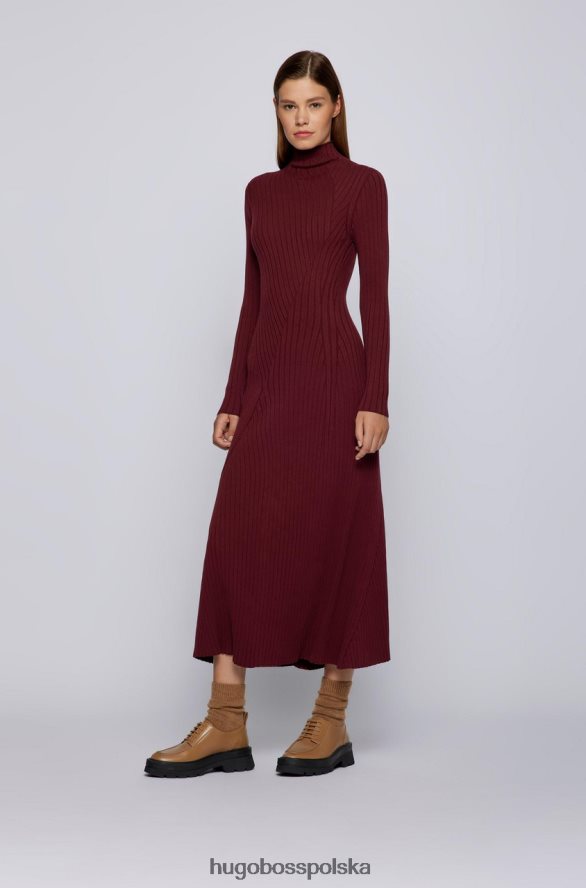 Hugo Boss sukienka dzianinowa Ferne 50461770 wino wino R0X0H6778