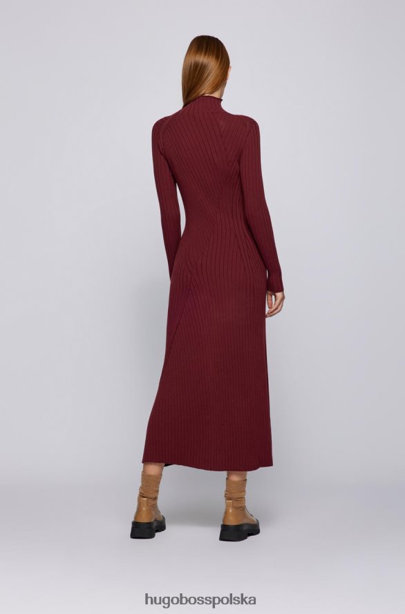 Hugo Boss sukienka dzianinowa Ferne 50461770 wino wino R0X0H6778