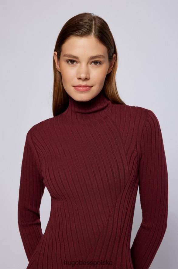 Hugo Boss sukienka dzianinowa Ferne 50461770 wino wino R0X0H6778