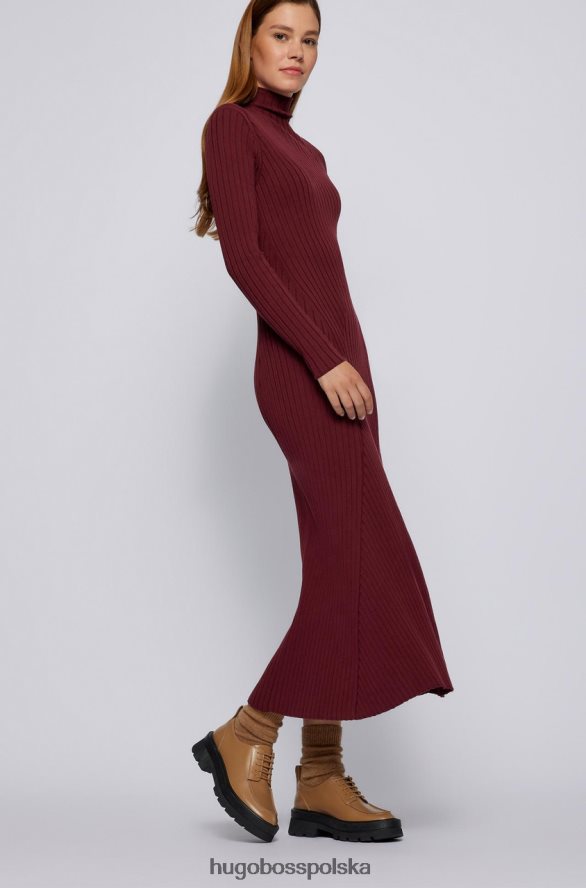 Hugo Boss sukienka dzianinowa Ferne 50461770 wino wino R0X0H6778