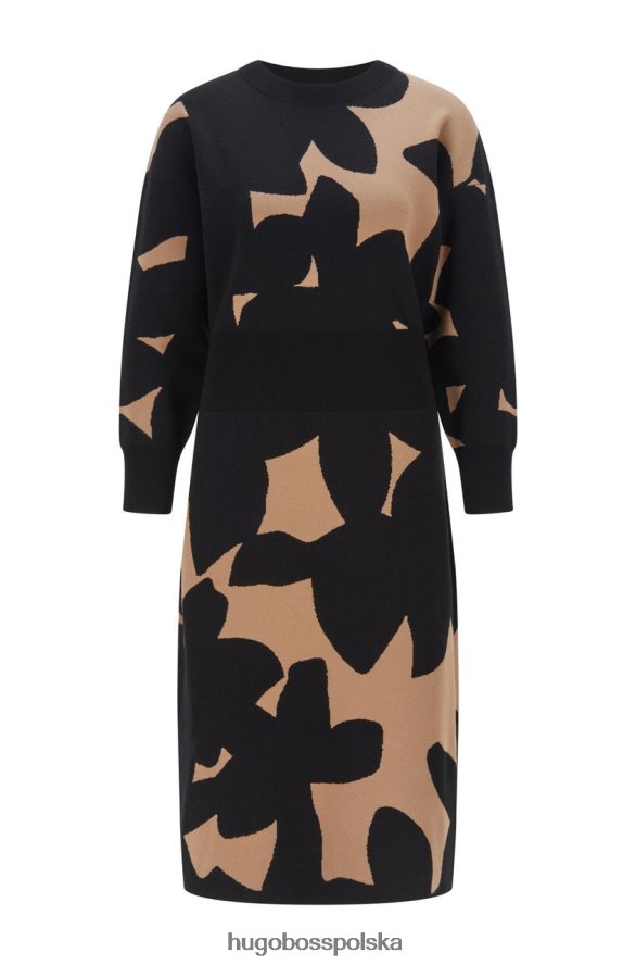 Hugo Boss sukienka dzianinowa fanettie 50450105 camel wielbłąd R0X0H6783