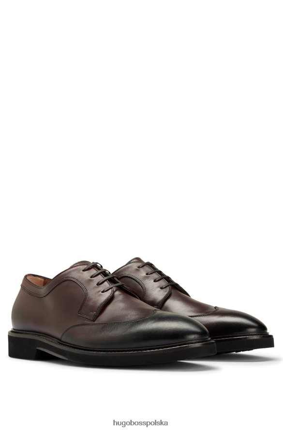 Hugo Boss Buty derby hugo wingtip z polerowanej skóry w kolorze brązowym brązowy R0X0H64791