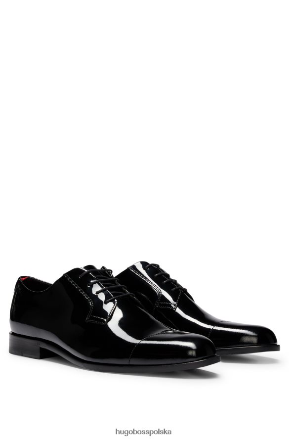 Hugo Boss Buty derby hugo z lakierowanej skóry z detalami z logo w kolorze czarnym czarny R0X0H64834