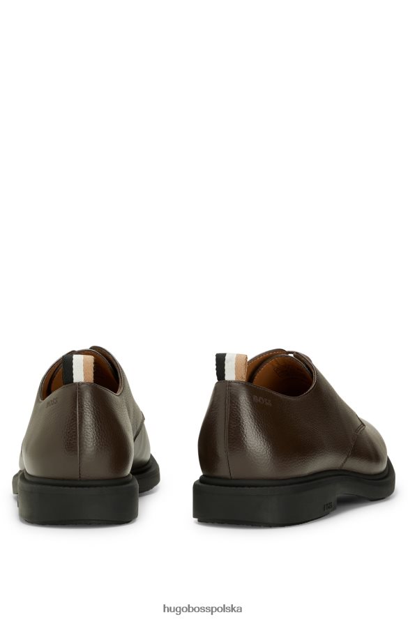 Hugo Boss Buty derby ze skóry ziarnistej z logo Hugo w kolorze ciemnobrązowym ciemny brąz R0X0H64647