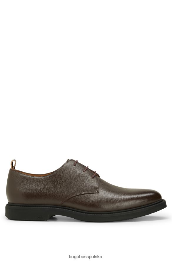 Hugo Boss Buty derby ze skóry ziarnistej z logo Hugo w kolorze ciemnobrązowym ciemny brąz R0X0H64647