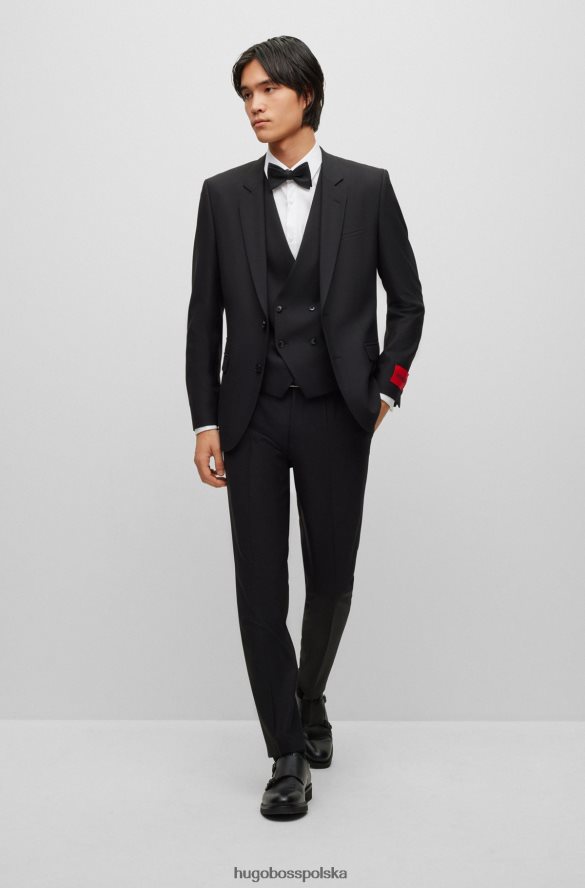 Hugo Boss Buty hugo z podwójnym monkiem z czarnej skóry z nadrukiem czarny R0X0H65046