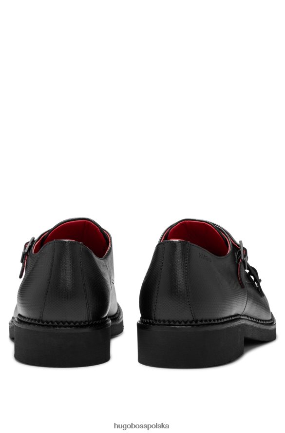 Hugo Boss Buty hugo z podwójnym monkiem z czarnej skóry z nadrukiem czarny R0X0H65046