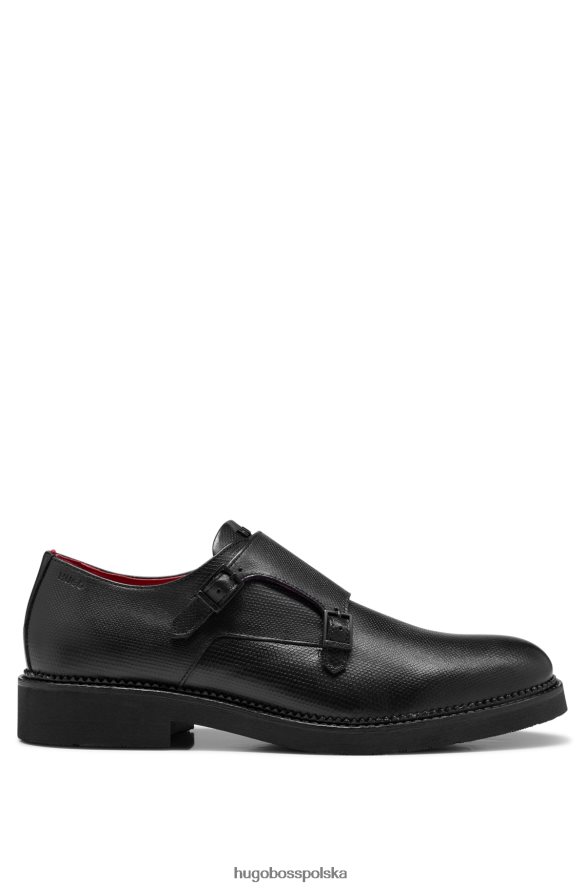 Hugo Boss Buty hugo z podwójnym monkiem z czarnej skóry z nadrukiem czarny R0X0H65046