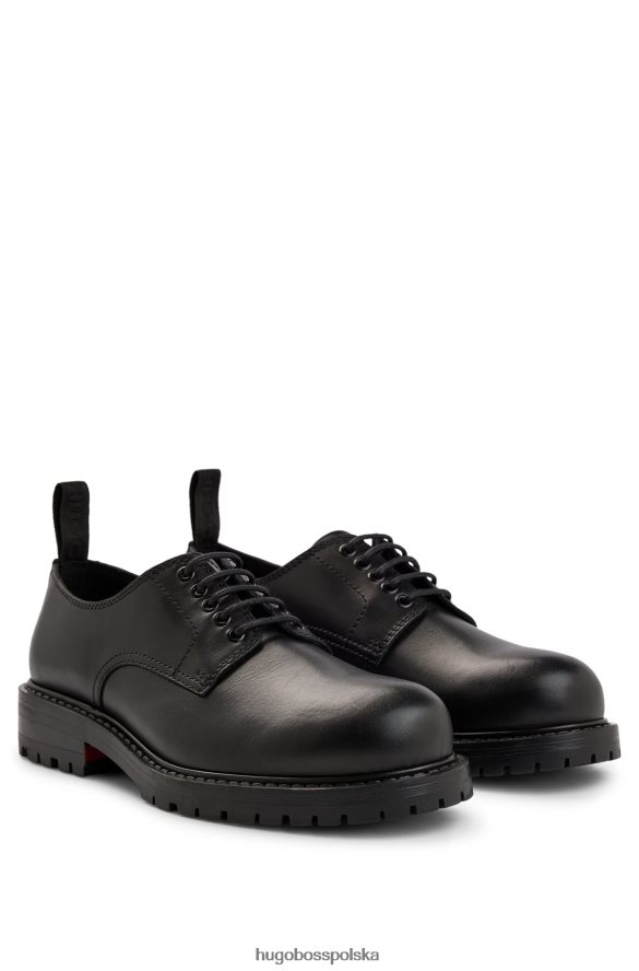 Hugo Boss Hugo, czarne, skórzane, sznurowane buty z gumową podeszwą czarny R0X0H64927