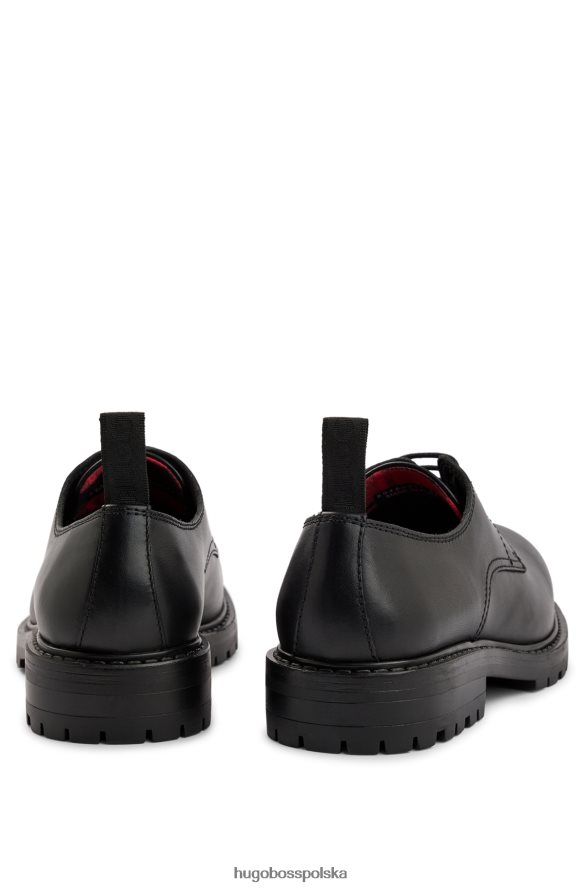 Hugo Boss Hugo, czarne, skórzane, sznurowane buty z gumową podeszwą czarny R0X0H64927