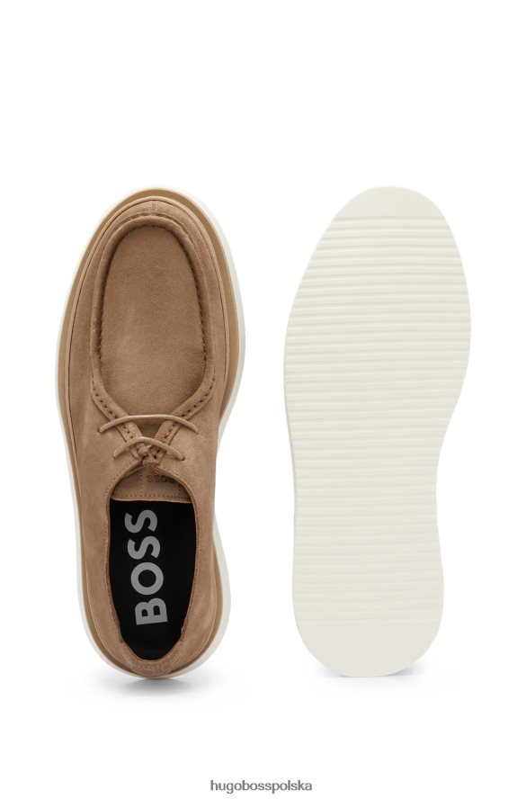 Hugo Boss beżowe sznurowane botki z miękkiego zamszu hugo beżowy R0X0H64646