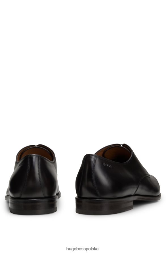 Hugo Boss ciemnobrązowe włoskie buty derby Hugo ze skóry z przeszytymi detalami ciemny brąz R0X0H64808