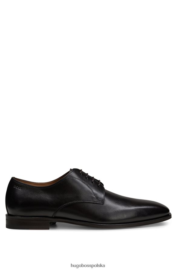 Hugo Boss ciemnobrązowe włoskie buty derby Hugo ze skóry z przeszytymi detalami ciemny brąz R0X0H64808